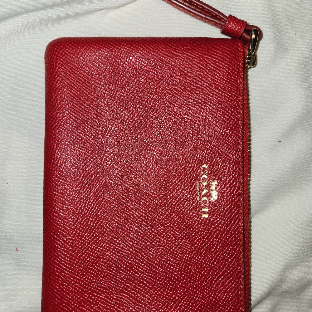 Coach Red Wristlet Clutch